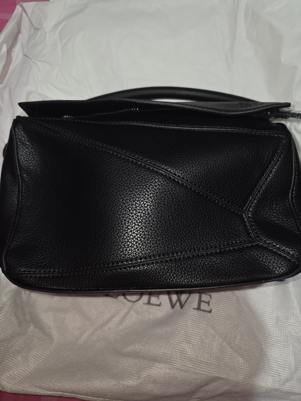 Black Puzzle Bag - Sleek Leather Shoulder Bag New